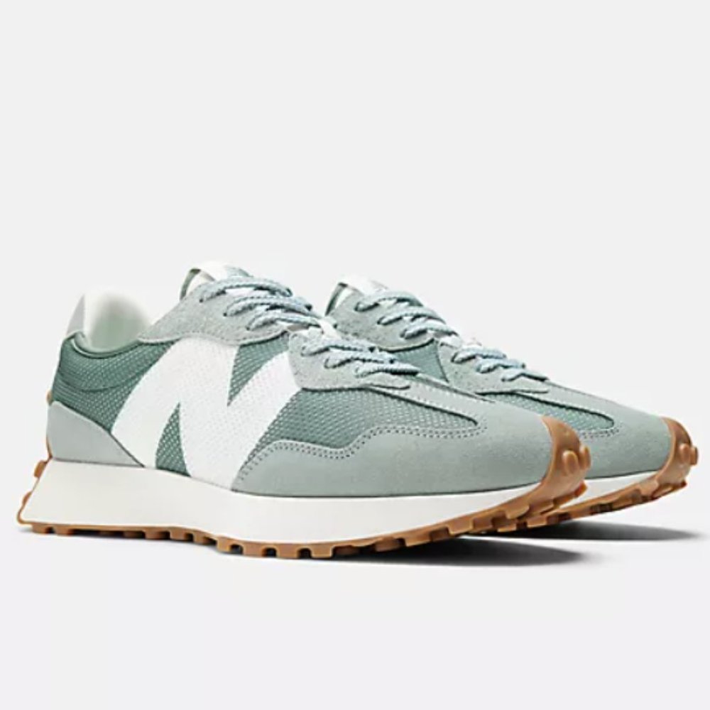 NEW BALANCE 327 Unisex RARE Casual Sneakers Shoes Green with White various sizes - Picture 7 of 14